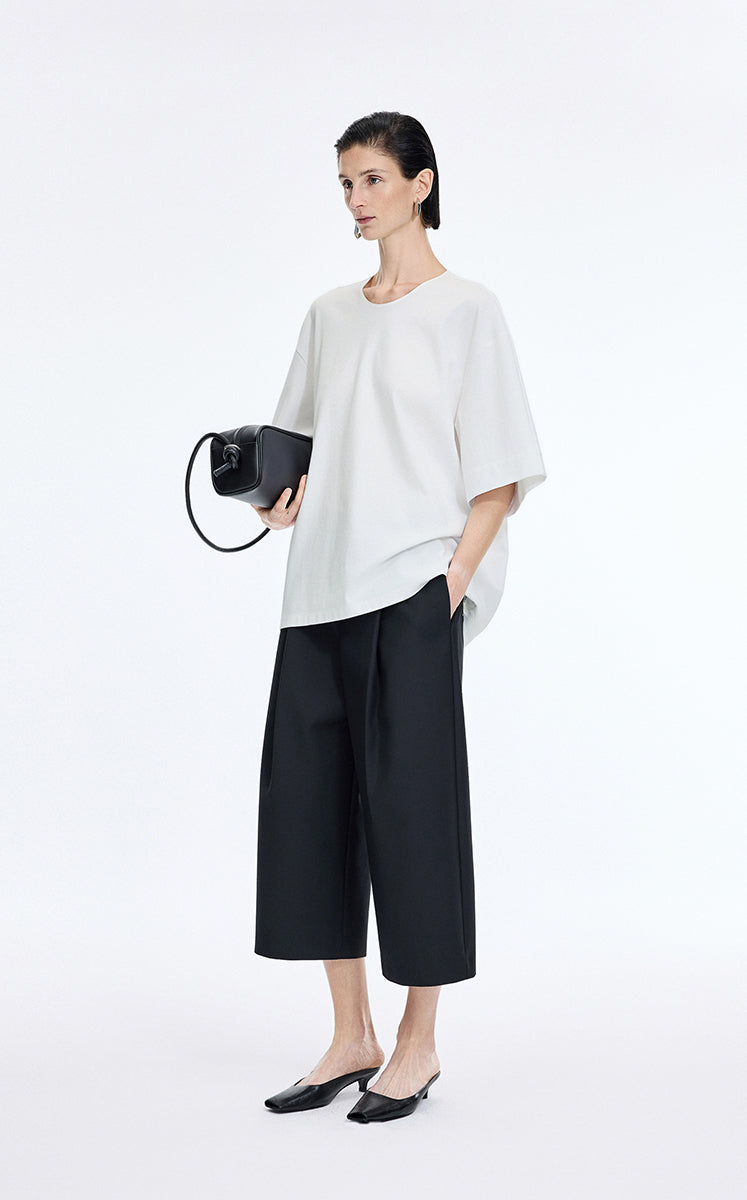 T-Shirt / JNBY Oversized O-line Cotton Blend T-Shirt