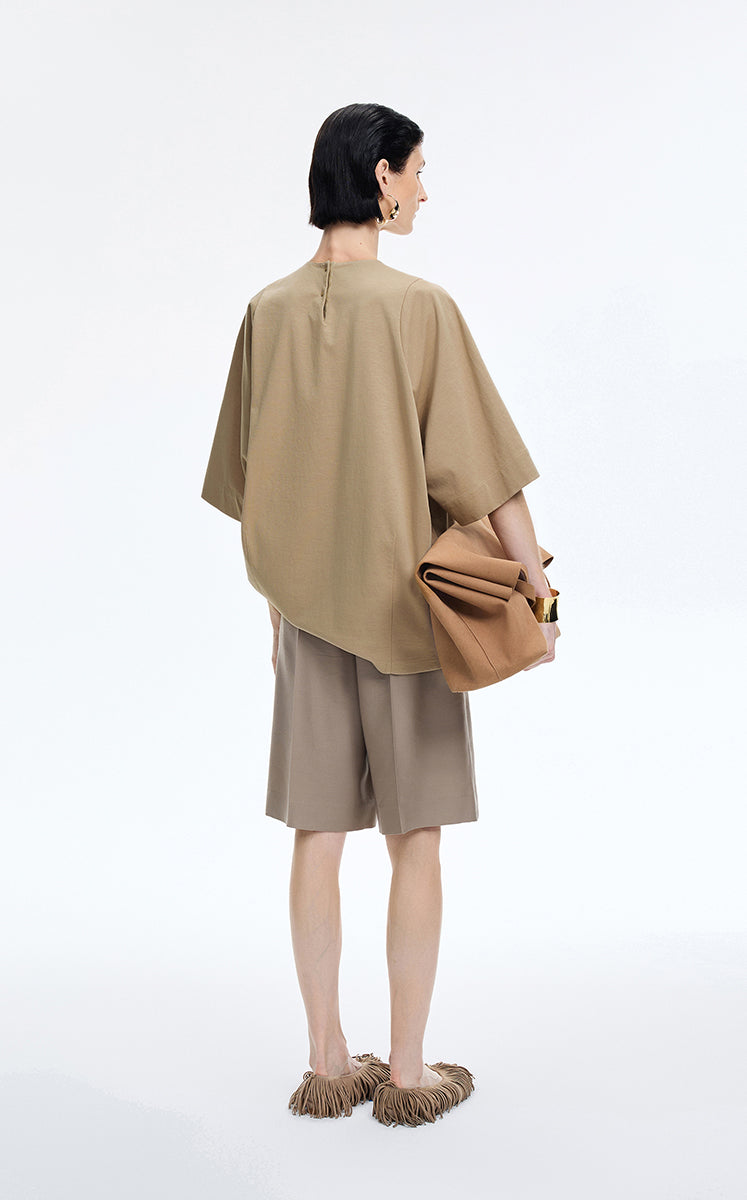 T-Shirt / JNBY Oversized O-line Cotton Blend T-Shirt