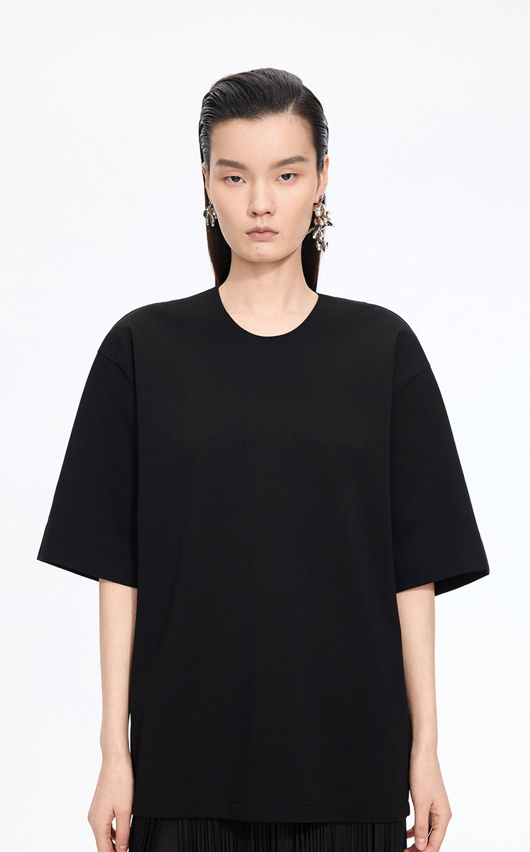 T-Shirt / JNBY Oversized O-line Cotton Blend T-Shirt