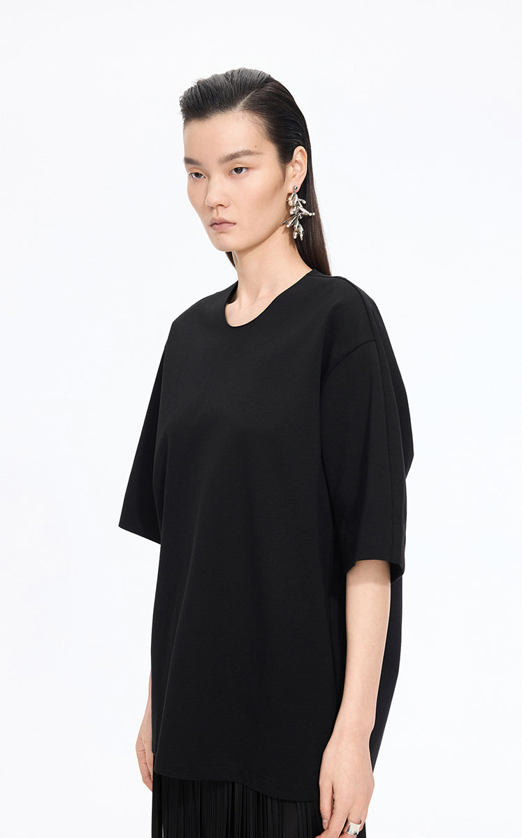 T-Shirt / JNBY Oversized O-line Cotton Blend T-Shirt