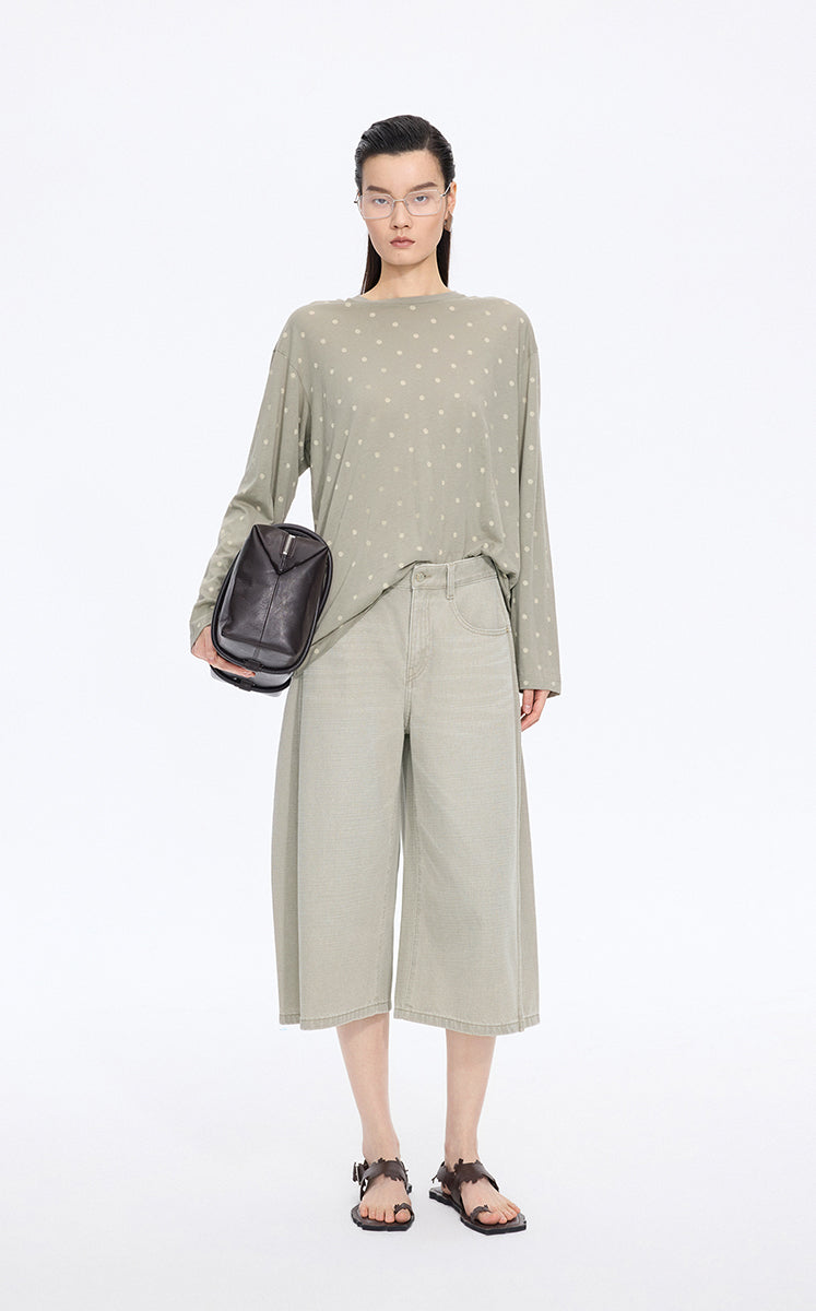 T-Shirt / JNBY Polka Dot Cotton Long Sleeve T-Shirt