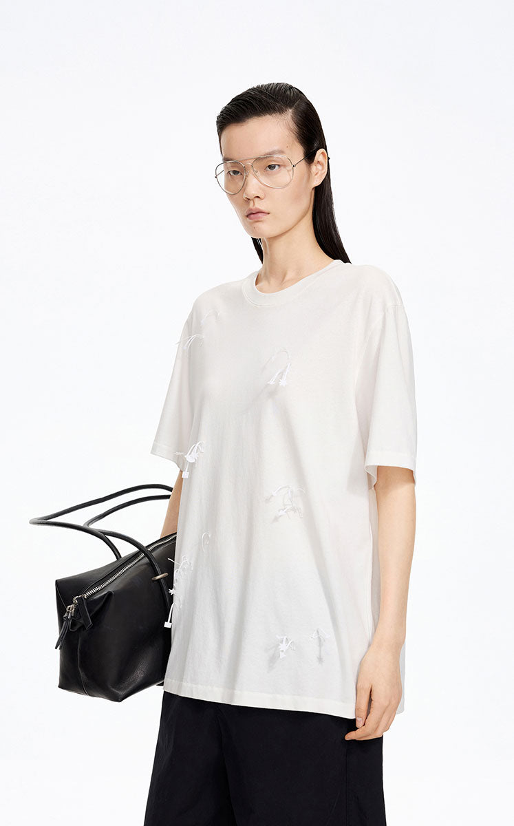 T-Shirt / JNBY Sculptural Fringe Floral Tee