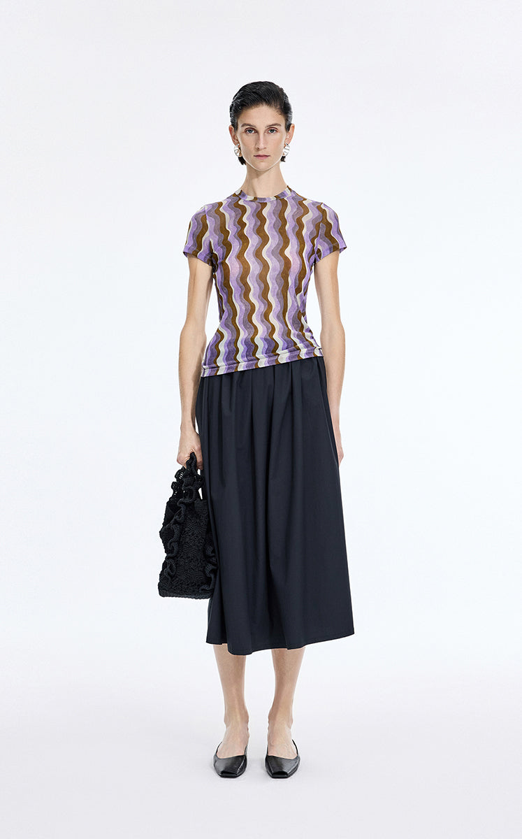 T-Shirt / JNBY Sheer Pop Stripe Mesh T-Shirt