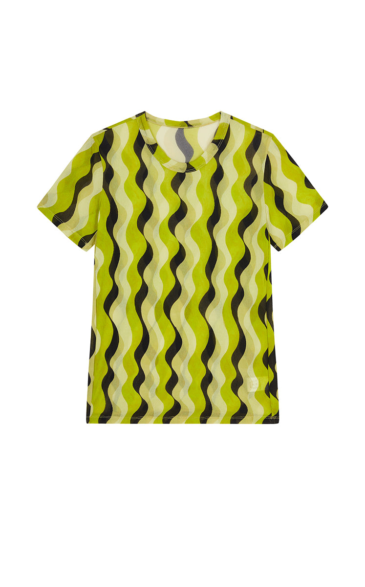 T-Shirt / JNBY Sheer Pop Stripe Mesh T-Shirt