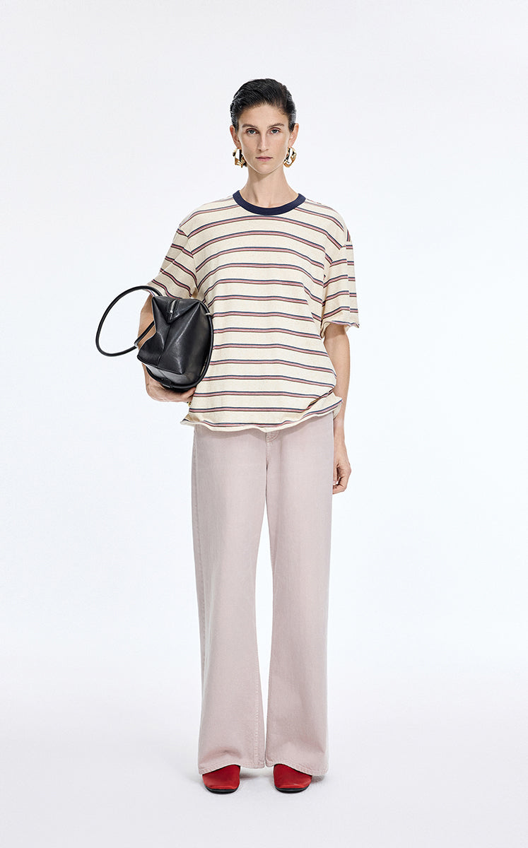 T-Shirt / JNBY Striped Sculptural Hem Cotton T-Shirt