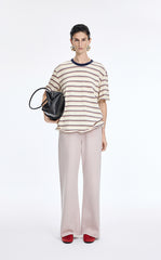 T-Shirt / JNBY Striped Sculptural Hem Cotton T-Shirt