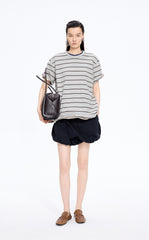 T-Shirt / JNBY Striped Sculptural Hem Cotton T-Shirt