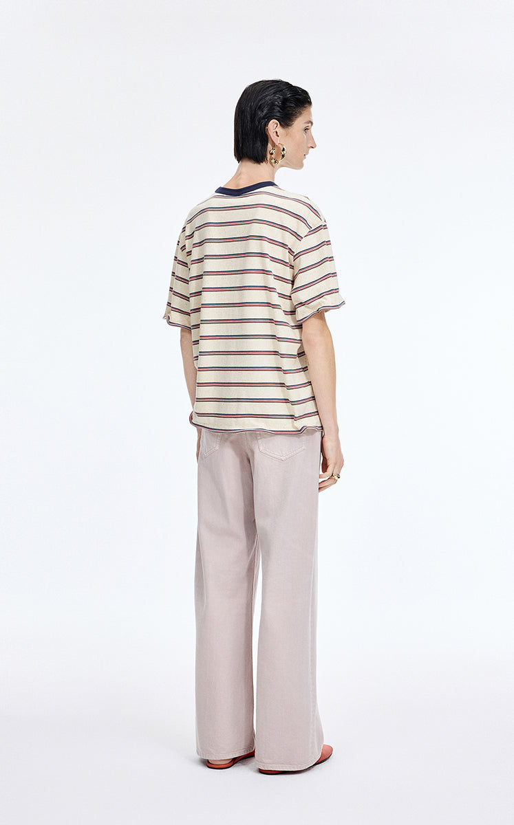 T-Shirt / JNBY Striped Sculptural Hem Cotton T-Shirt