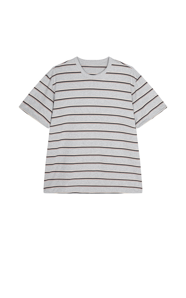T-Shirt / JNBY Striped Sculptural Hem Cotton T-Shirt