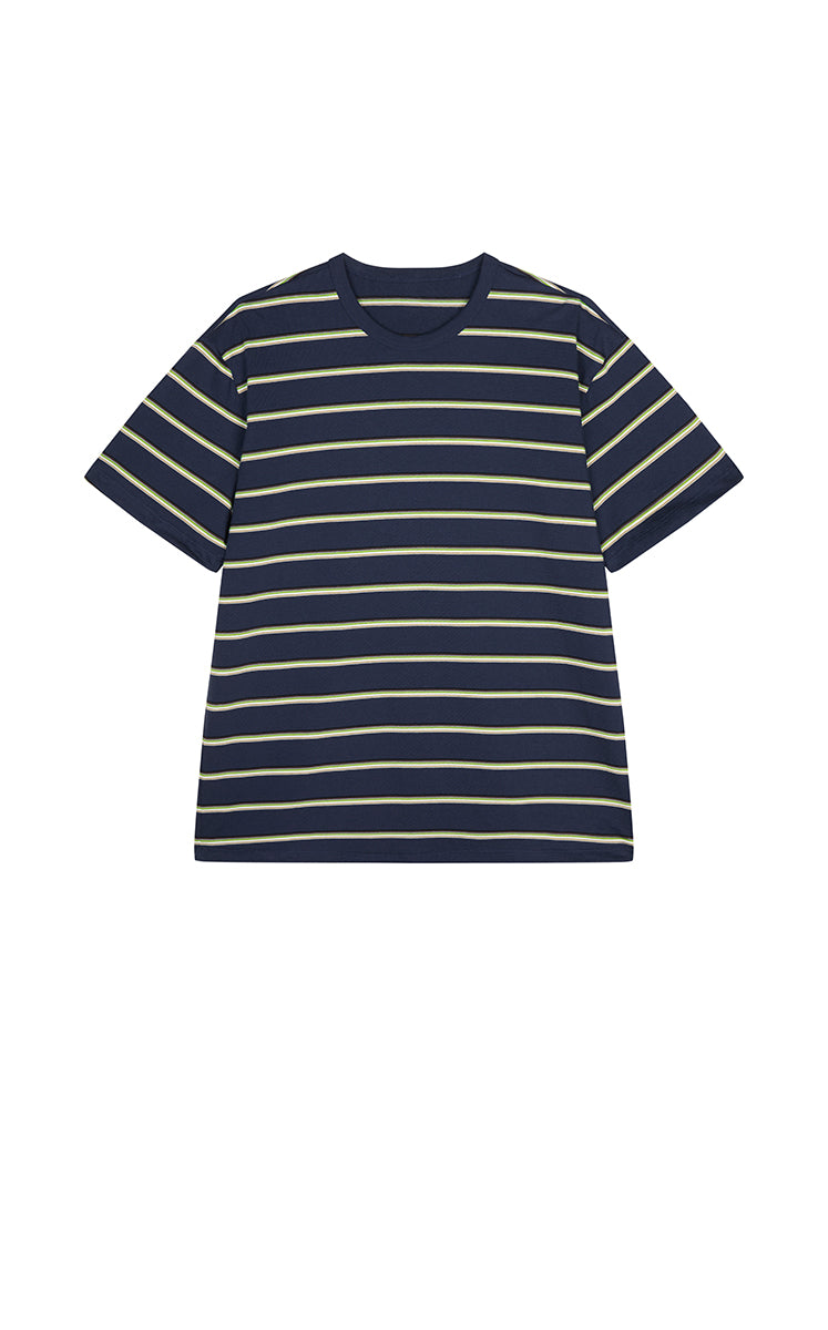 T-Shirt / JNBY Striped Sculptural Hem Cotton T-Shirt