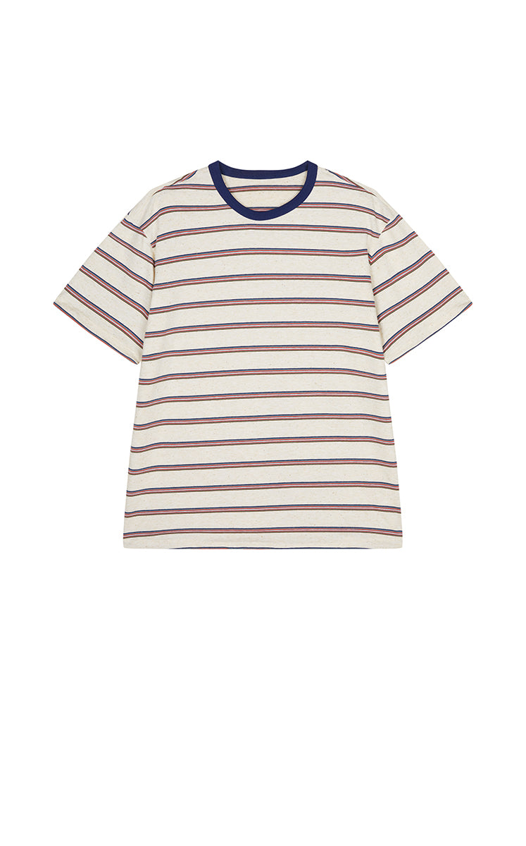 T-Shirt / JNBY Striped Sculptural Hem Cotton T-Shirt