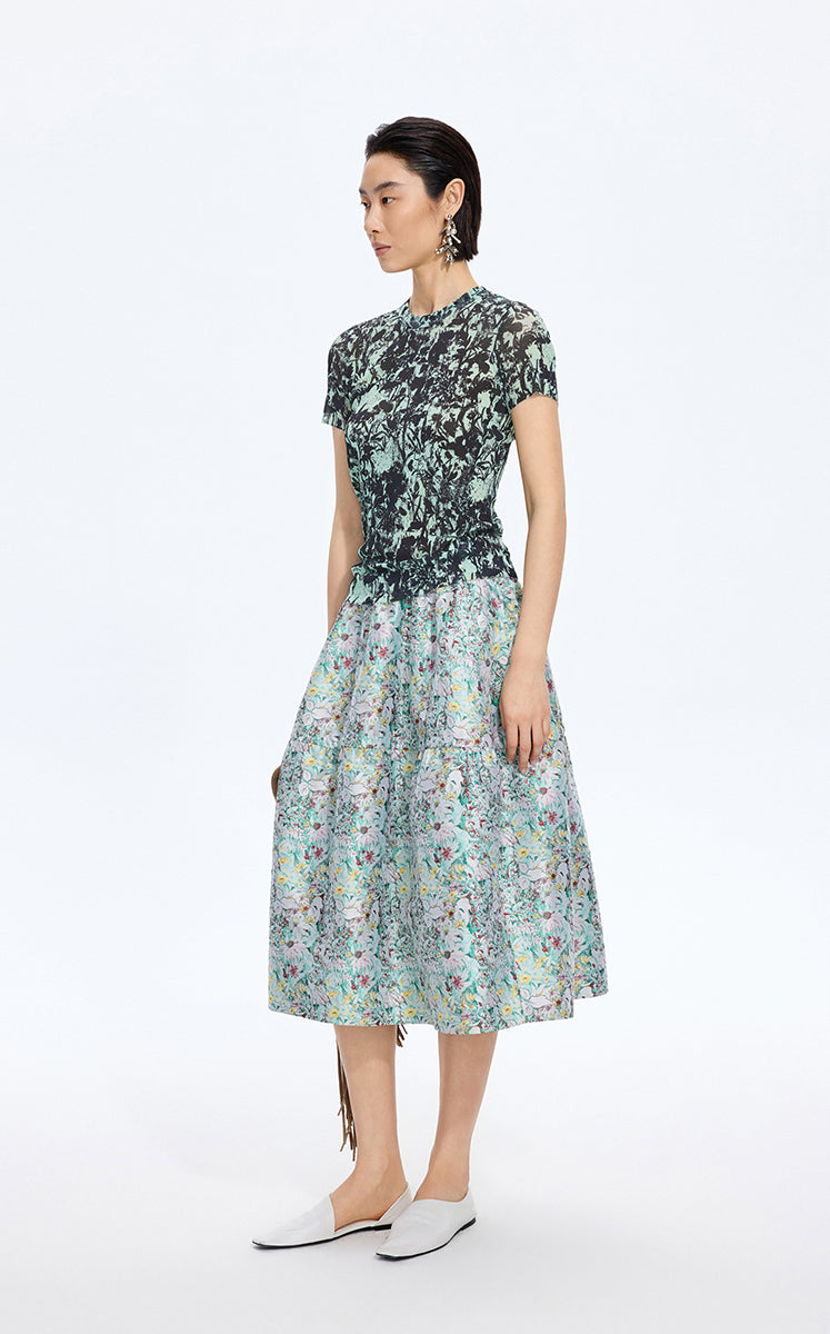 T-Shirt / JNBY Watercolor Floral Mesh T-Shirt