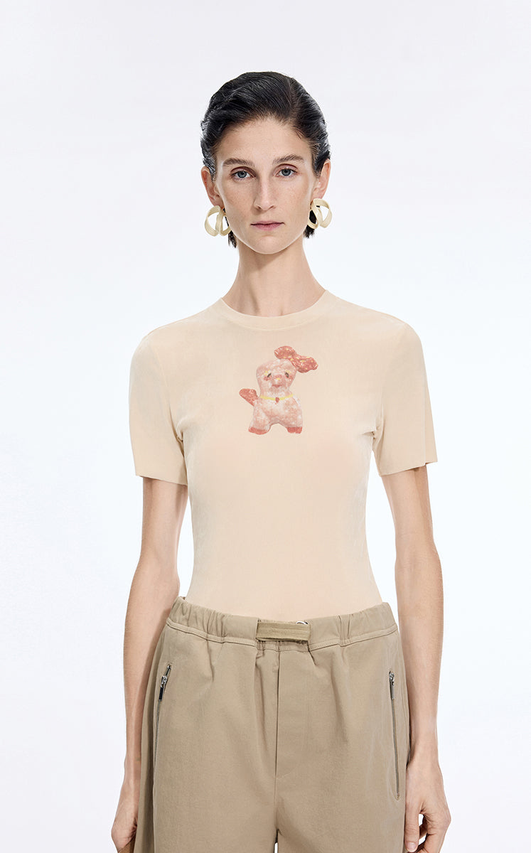 T-Shirt / JNBY X-Shaped Dog Graphic Fitted T-Shirt