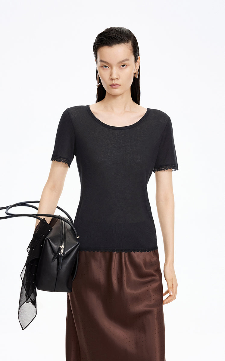 T-Shirt / JNBY Cashmere Blend Waffle Knit T-Shirt
