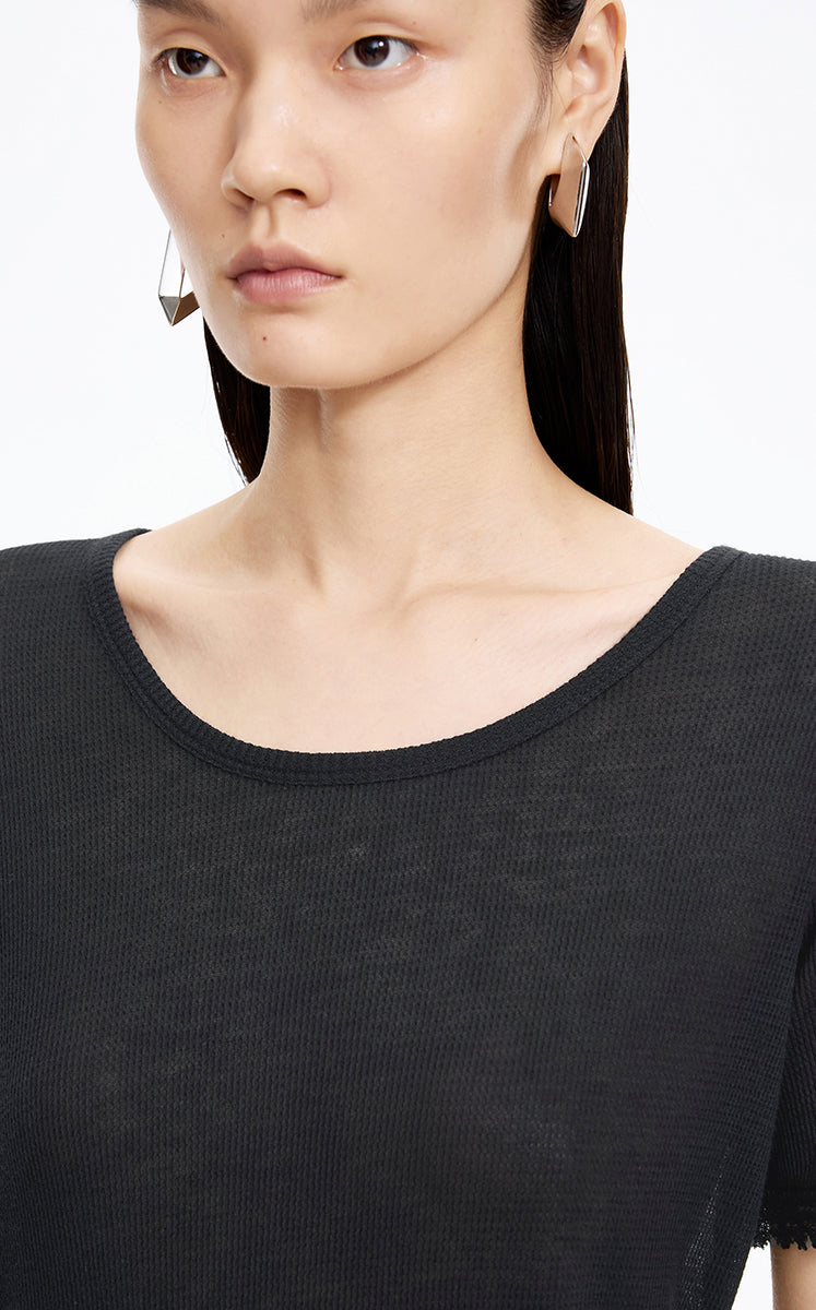 T-Shirt / JNBY Cashmere Blend Waffle Knit T-Shirt