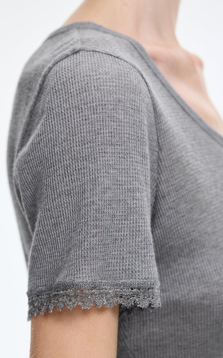 T-Shirt / JNBY Cashmere Blend Waffle Knit T-Shirt