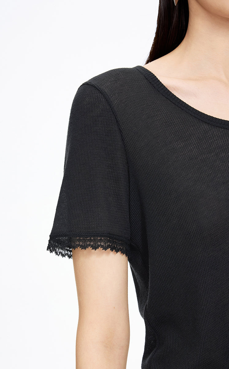 T-Shirt / JNBY Cashmere Blend Waffle Knit T-Shirt