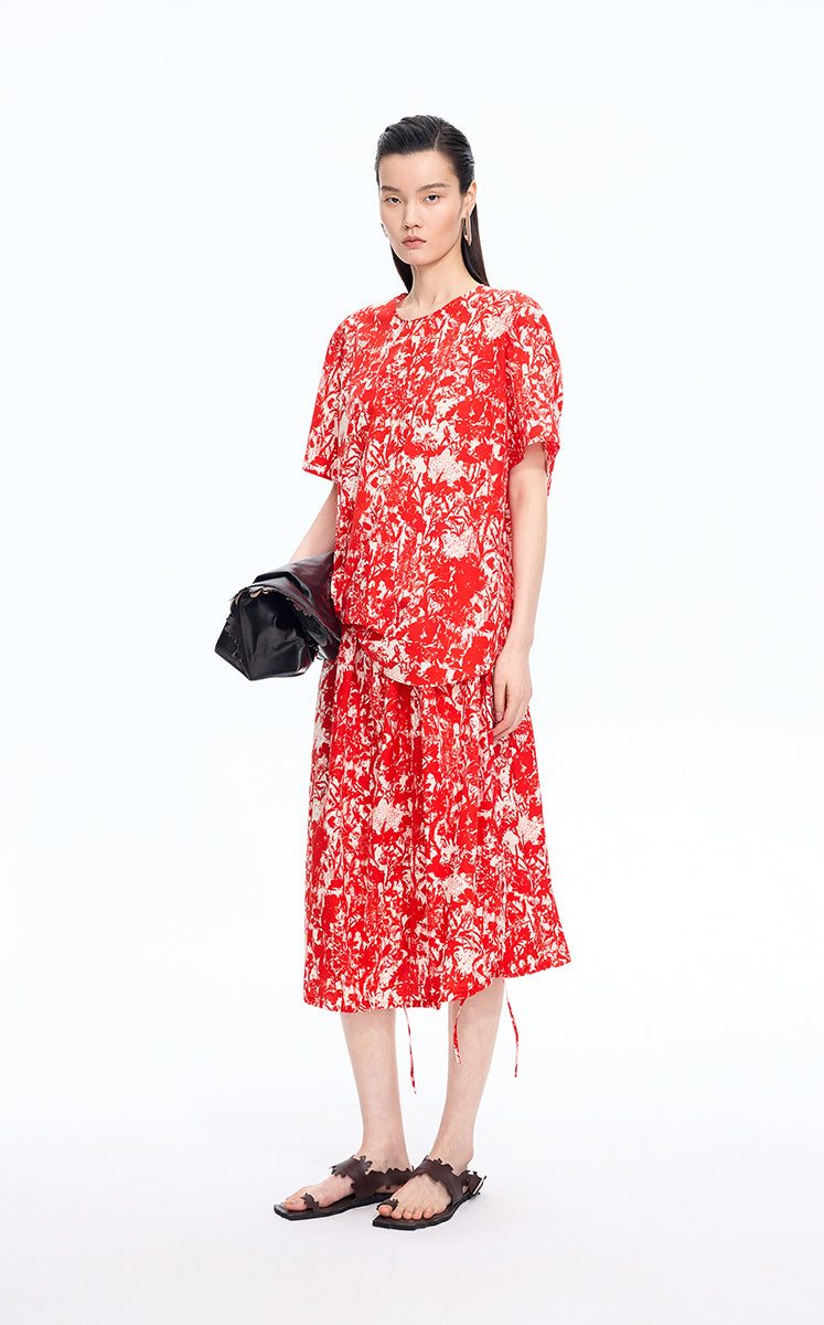 T-Shirt / JNBY Floral Cotton Relaxed T-Shirt