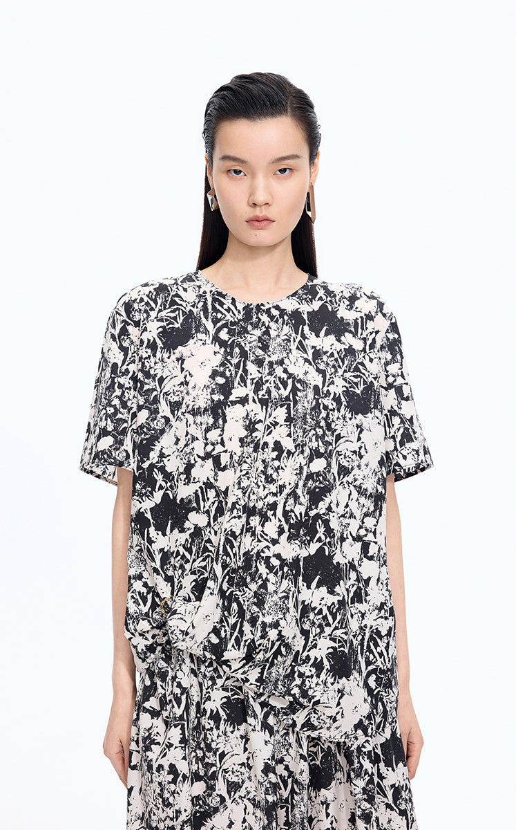 T-Shirt / JNBY Floral Cotton Relaxed T-Shirt