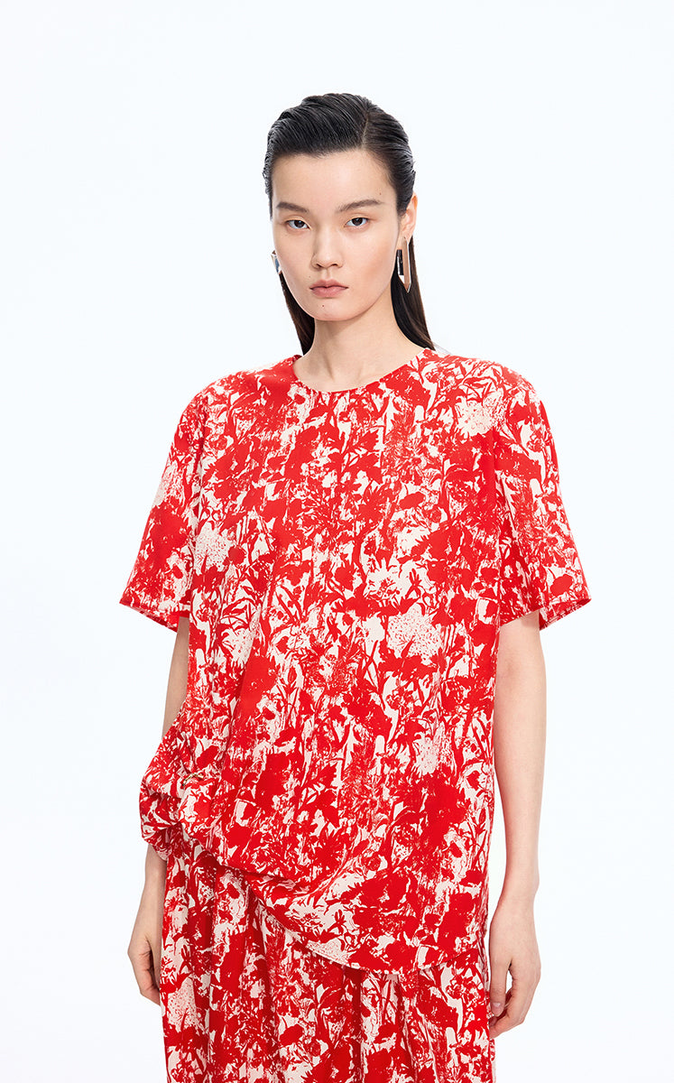 T-Shirt / JNBY Floral Cotton Relaxed T-Shirt