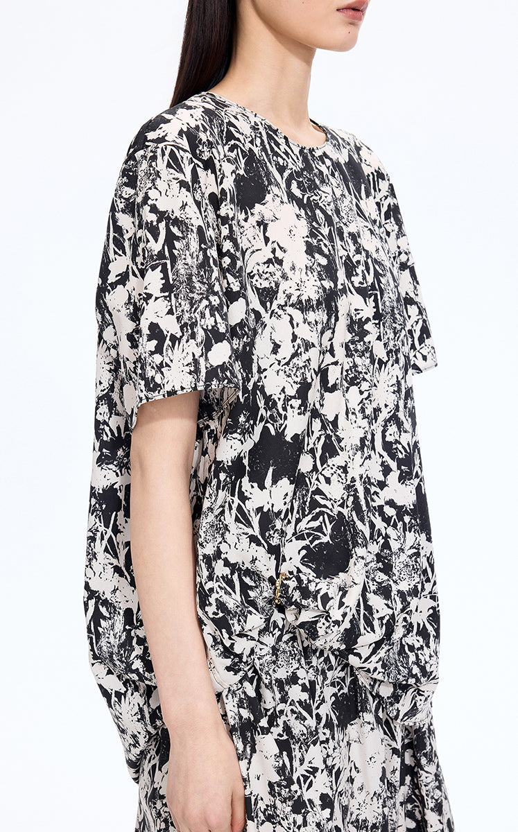 T-Shirt / JNBY Floral Cotton Relaxed T-Shirt