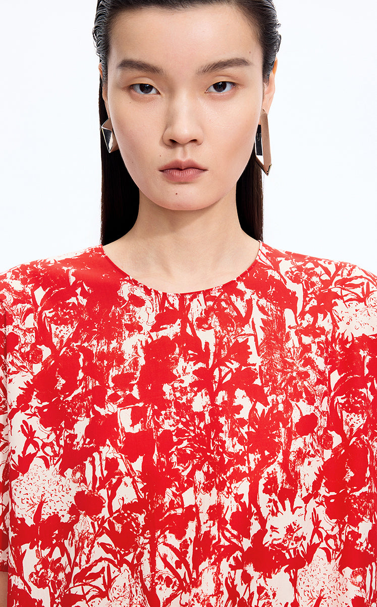 T-Shirt / JNBY Floral Cotton Relaxed T-Shirt