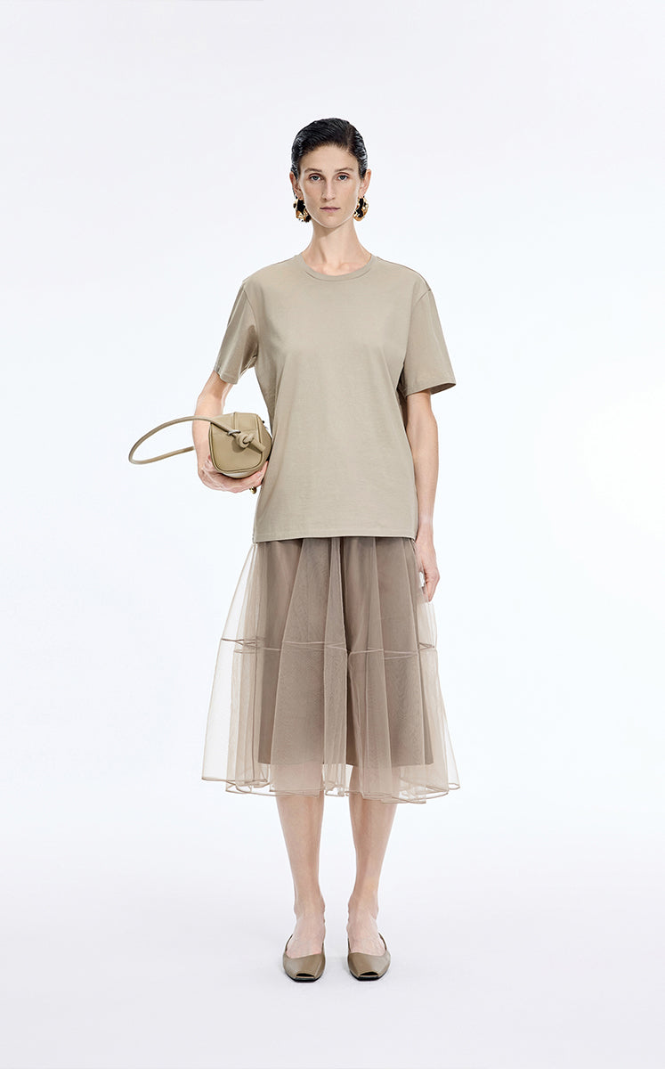 T-Shirt / JNBY Mercerized Cotton Longline T-Shirt