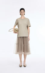 T-Shirt / JNBY Mercerized Cotton Longline T-Shirt