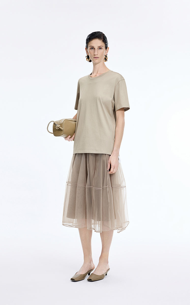 T-Shirt / JNBY Mercerized Cotton Longline T-Shirt