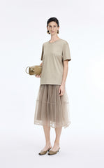 T-Shirt / JNBY Mercerized Cotton Longline T-Shirt