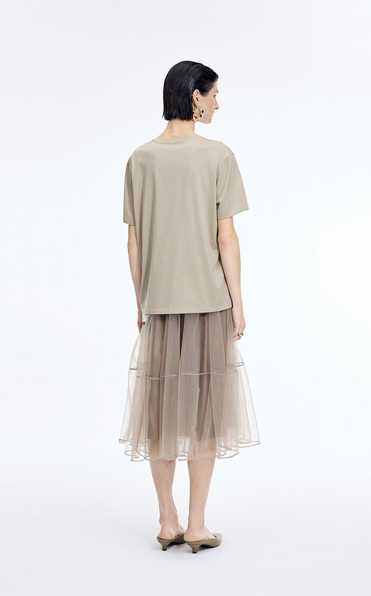 T-Shirt / JNBY Mercerized Cotton Longline T-Shirt