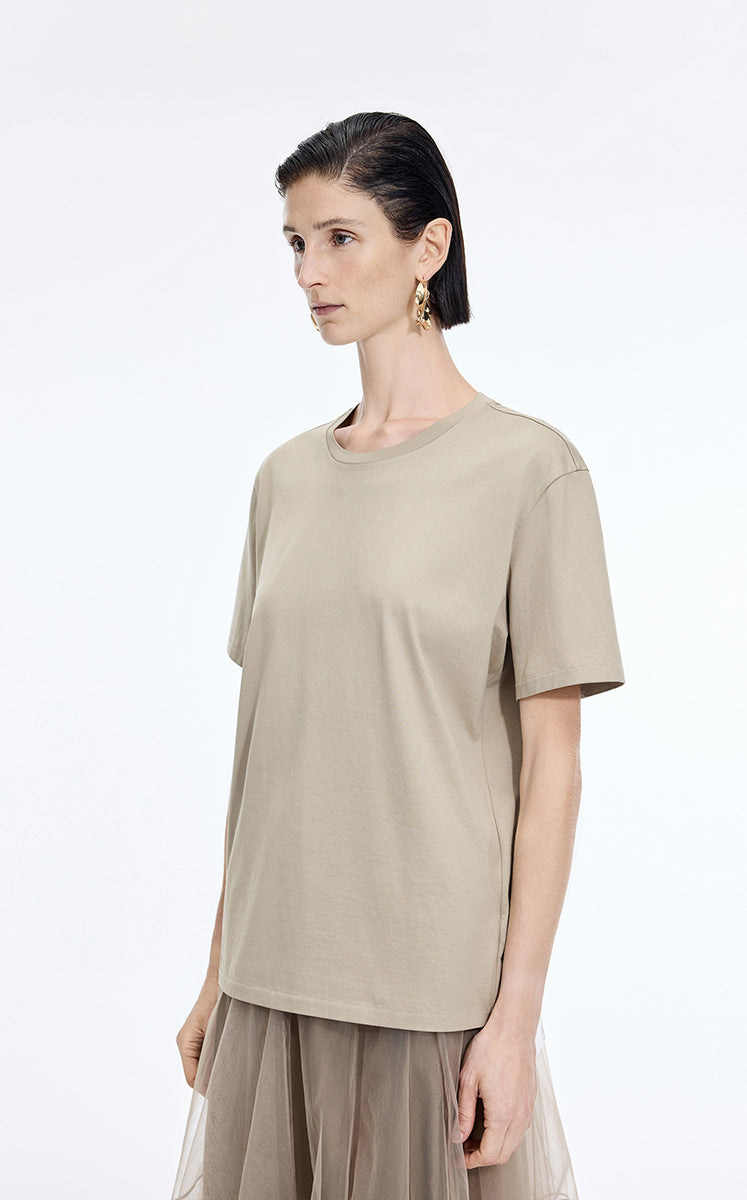 T-Shirt / JNBY Mercerized Cotton Longline T-Shirt