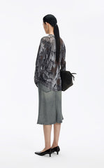 T-Shirt / JNBY Nylon Mesh Rose Print Oversized Tee