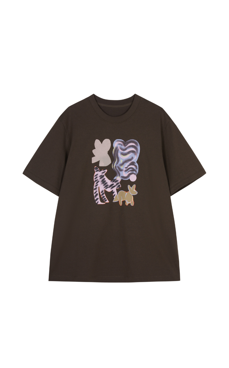 T-shirt / JNBY Cotton Abstract Cat Graphic T-Shirt