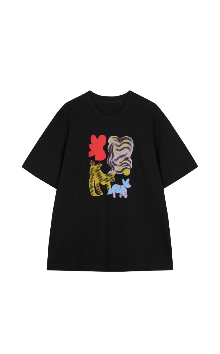 T-shirt / JNBY Cotton Abstract Cat Graphic T-Shirt