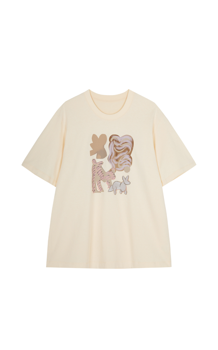 T-shirt / JNBY Cotton Abstract Cat Graphic T-Shirt