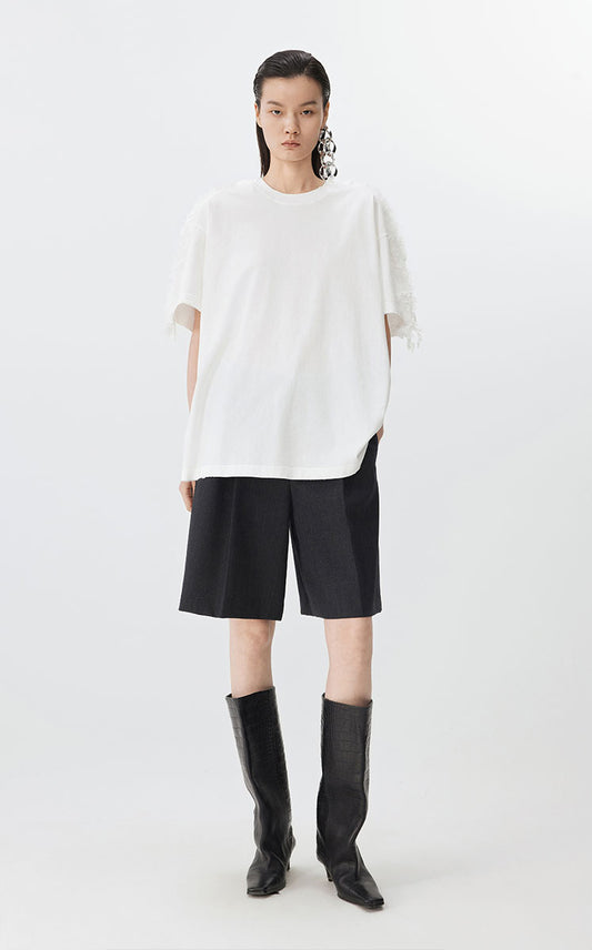 T-shirt / JNBY Lace Trim Panelled Oversize T-Shirt