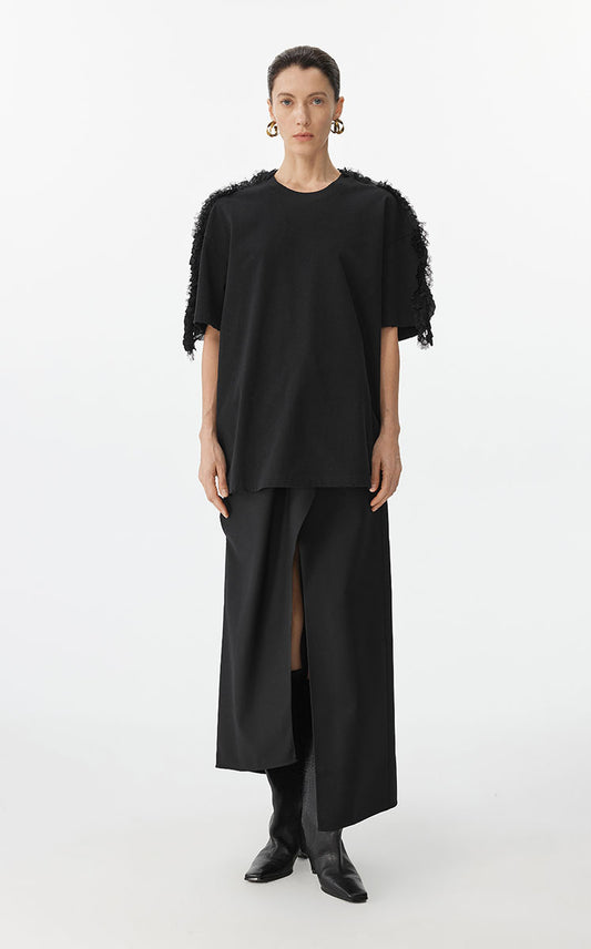 T-shirt / JNBY Lace Trim Panelled Oversize T-Shirt