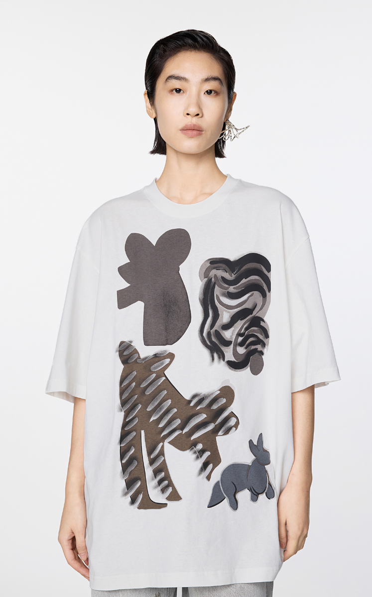 T-shirt / JNBY Oversized Chic Cat Graphic T-Shirt