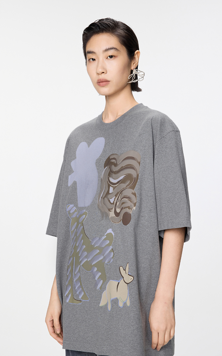 T-shirt / JNBY Oversized Chic Cat Graphic T-Shirt