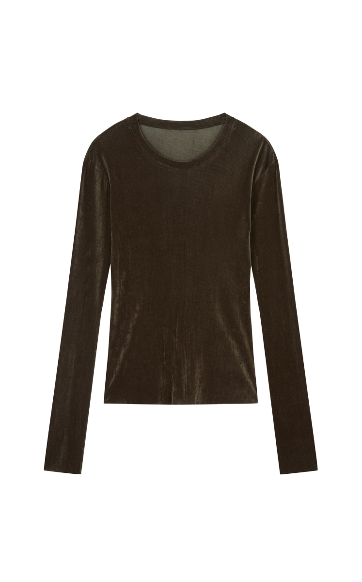 T-shirt / JNBY Slim Fit Velvet Mesh Long Sleeve T-Shirt