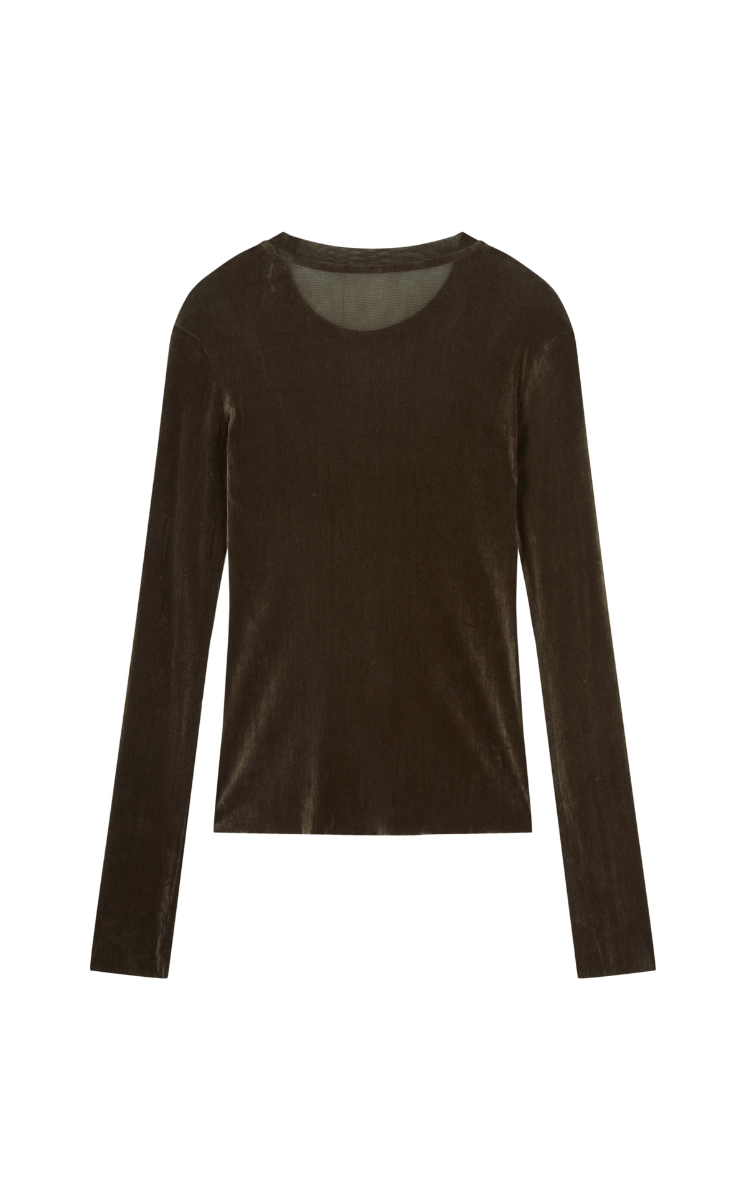 T-shirt / JNBY Slim Fit Velvet Mesh Long Sleeve T-Shirt