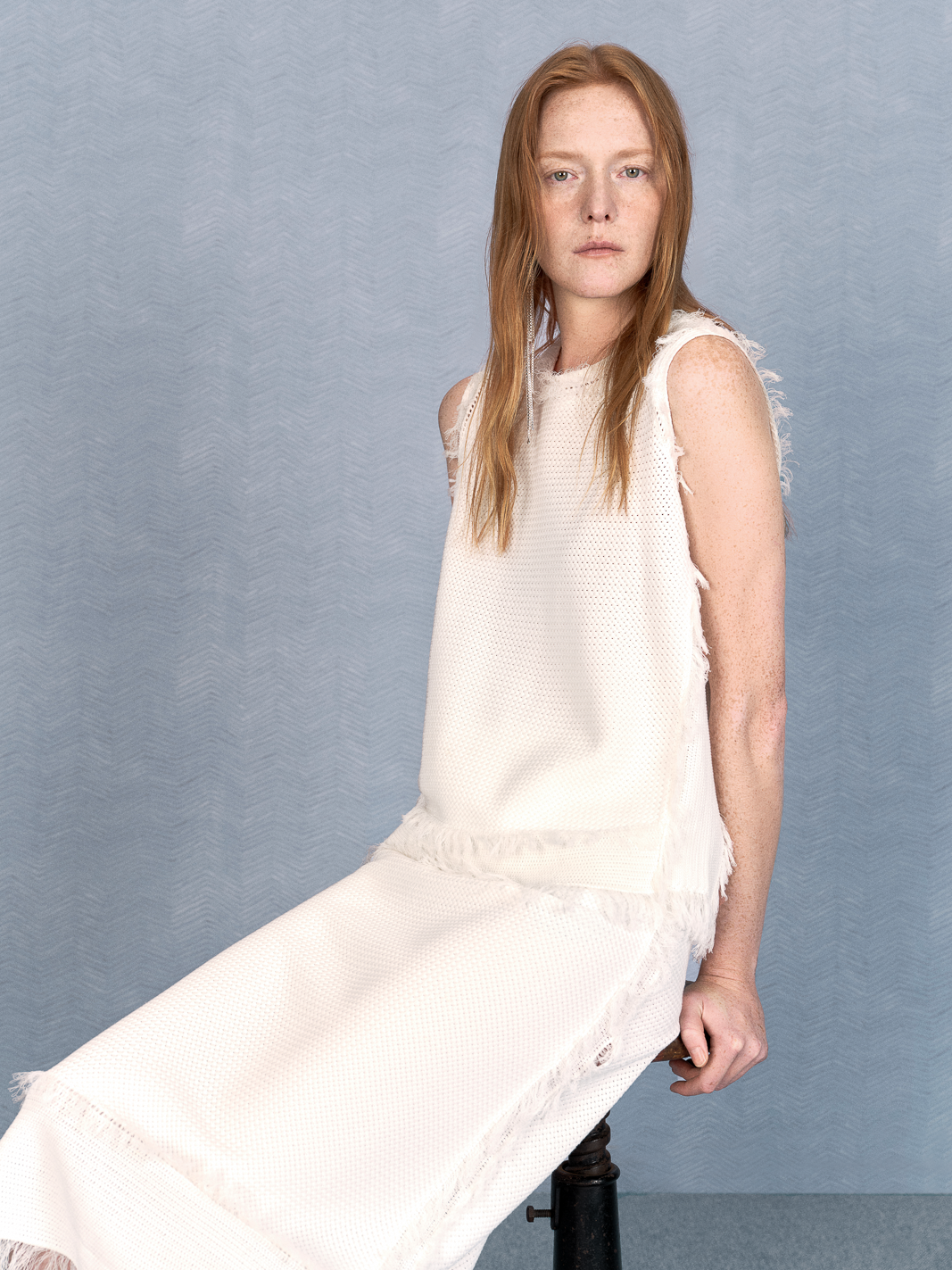 Tank Top / JNBY Fringe Trim Cotton Knit Vest