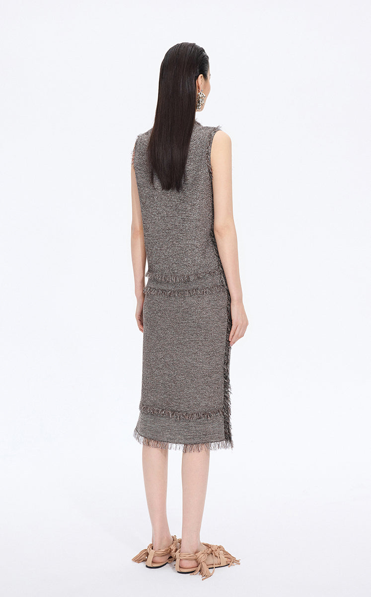 Tank Top / JNBY Fringe Trim Cotton Knit Vest