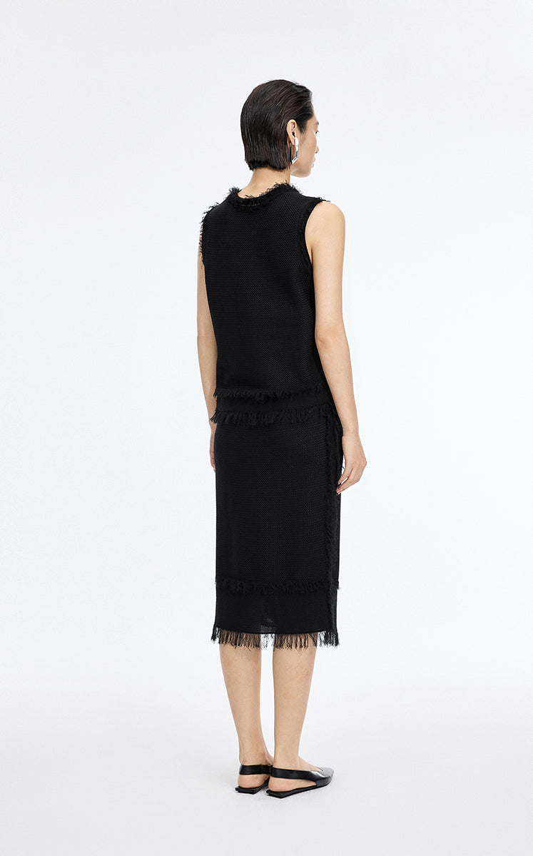 Tank Top / JNBY Fringe Trim Cotton Knit Vest