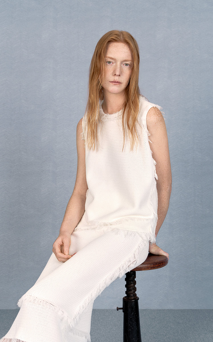 Tank Top / JNBY Fringe Trim Cotton Knit Vest