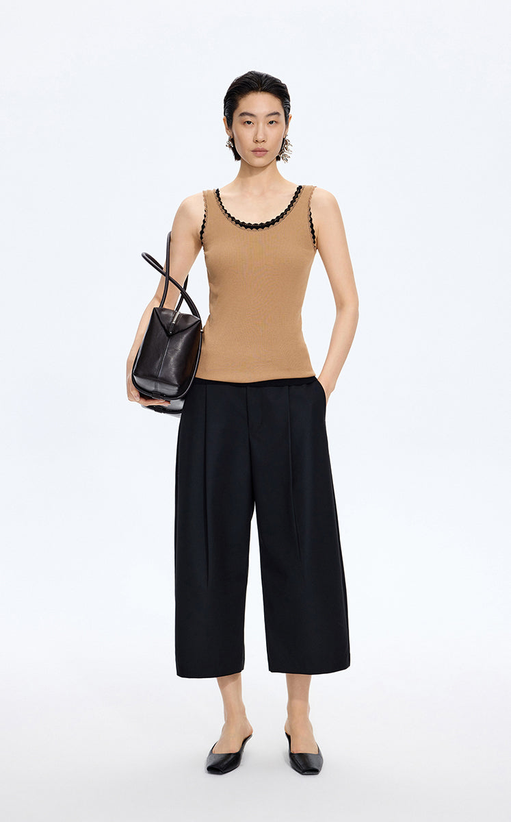 Tank Top / JNBY Lace Trim Cotton Knit Camisole