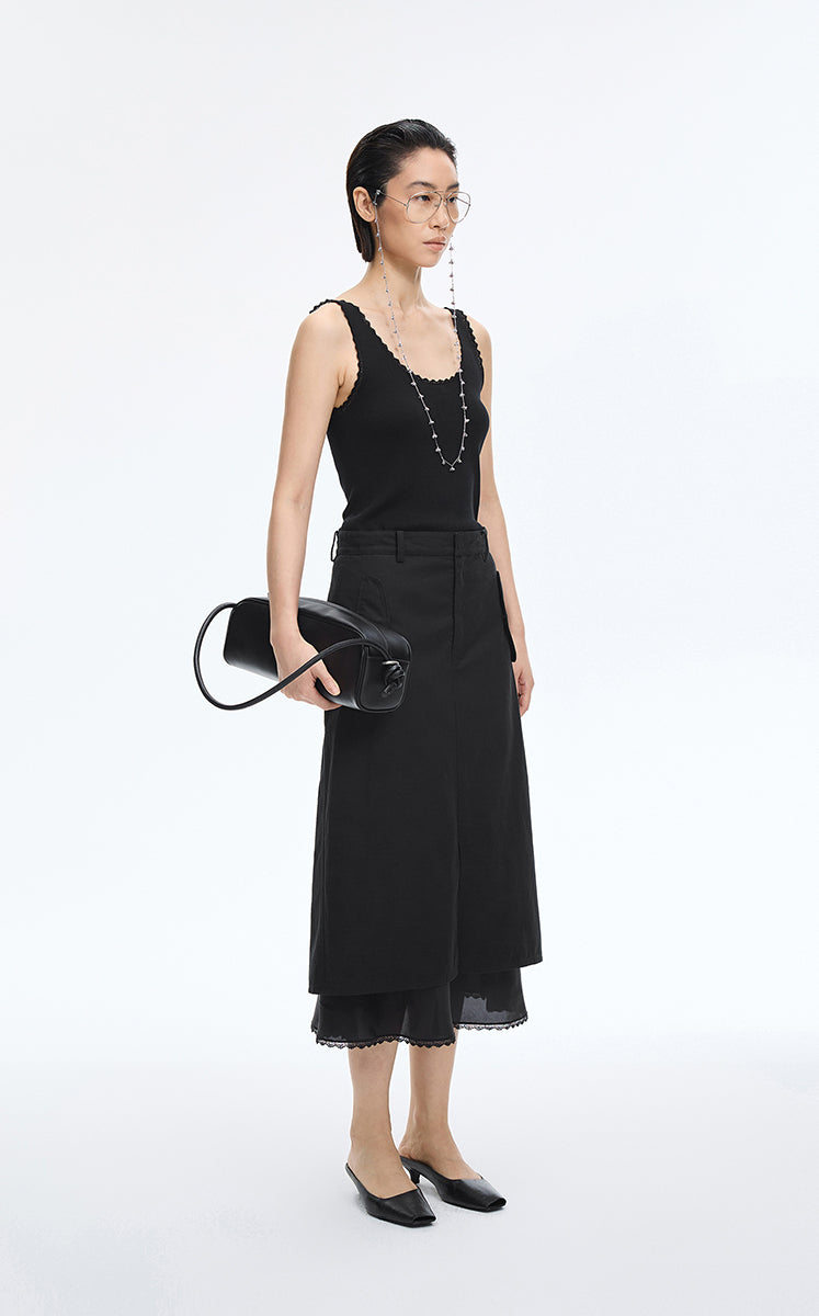 Tank Top / JNBY Lace Trim Cotton Knit Camisole