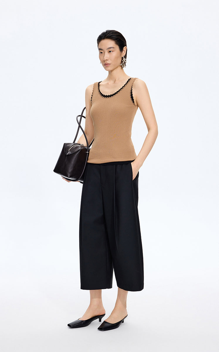 Tank Top / JNBY Lace Trim Cotton Knit Camisole