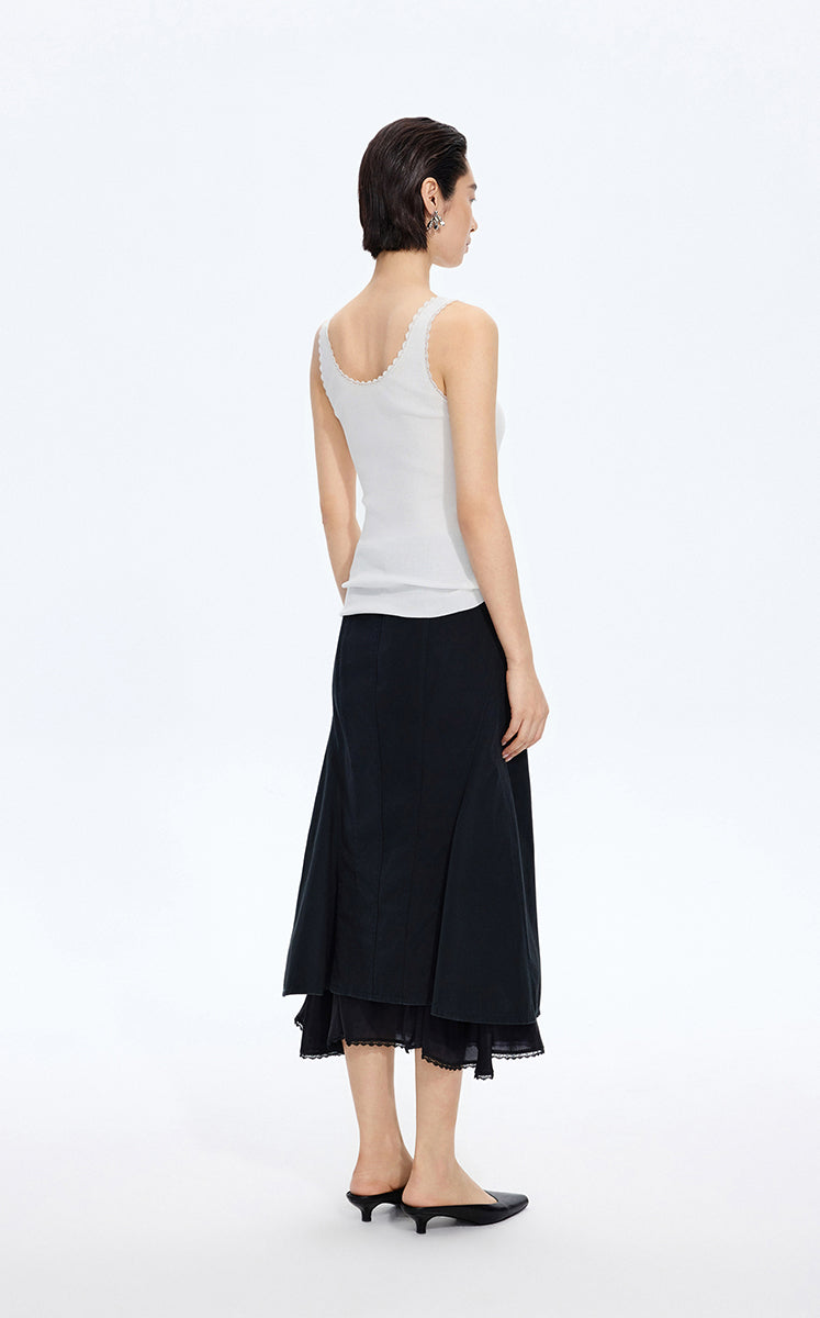 Tank Top / JNBY Lace Trim Cotton Knit Camisole